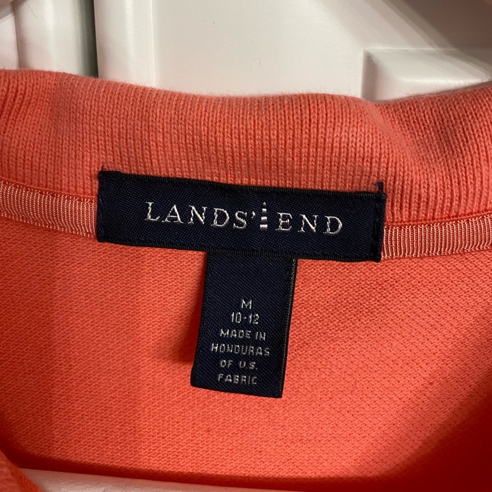 Lands’ End Women’s Size Medium 10-12 Orange Short Sleeve Polo Shirt Top Golf - Picture 4 of 9